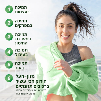 6 תמיכות: עצמות, מפרקים, חיסון, עיכול, עור, מזון העל