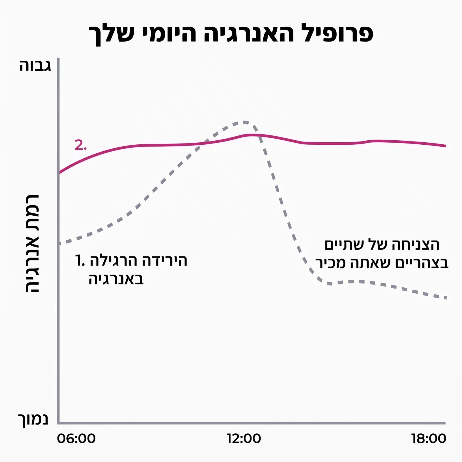 פרופיל האנרגיה היומי עם רוזלה סלק, בלי הצניחה של שתיים בצהריים